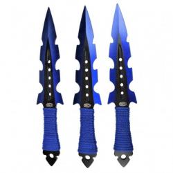 kit de 3 Couteaux de Lancer Sniper Serie Bleu + Etui