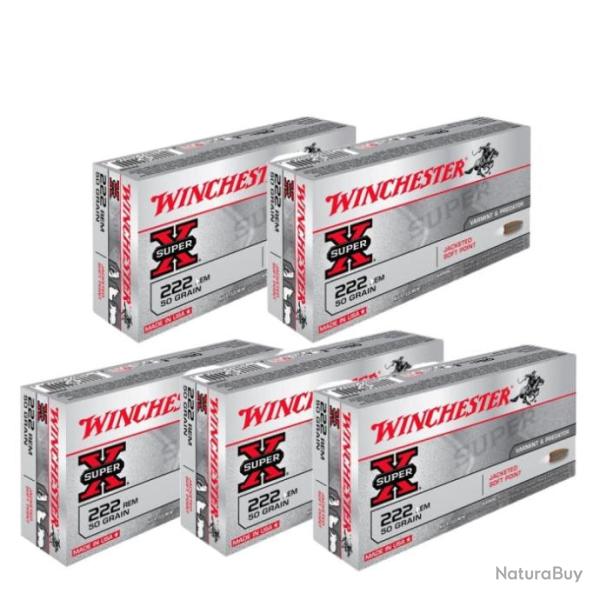 Balles Winchester Power Point Cal. 222 Rem. Par 5 Balles Calibre