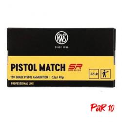 Balles RWS Pistol Match SR - Cal 22 LR - 22LR / Par 10 / 40
