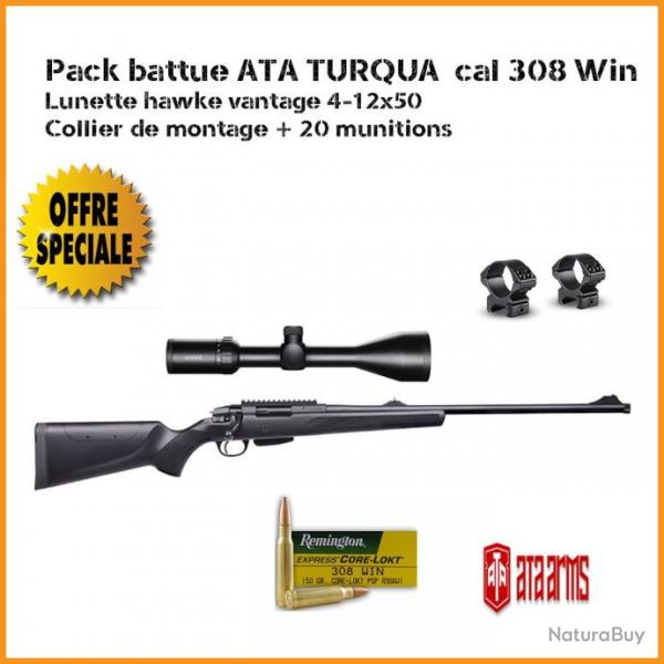 Pack AFFUT ATA TURQUA NOIRE BUSC RGLABLE CAL 308 WIN + lunette hawke 4-12x50 