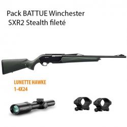 Pack BATTUE Winchester SXR2 Stealth filetée + HAWKE 1-4X24 Montage bas