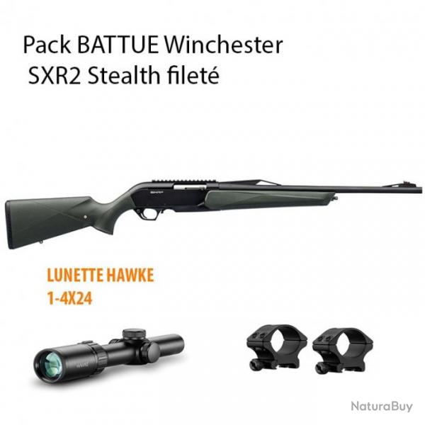 Pack BATTUE Winchester SXR2 Stealth filete + HAWKE 1-4X24 Montage bas