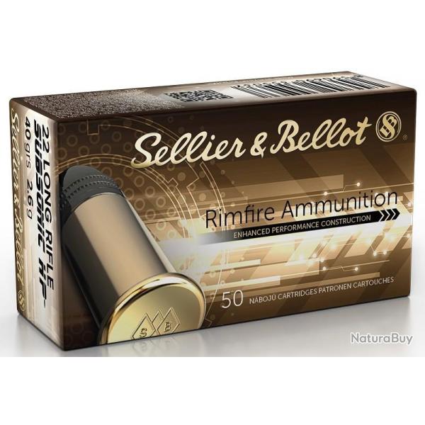 MUNITIONS SELLIER & BELLOT 22LR SUBSONIQUE HP 40 grains