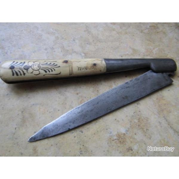grande belle vendetta  Corse misricorde couteau traditionnel XIX19siecle manche Os 37cm Corsica