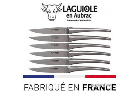6 Couteaux de Table Laguiole en Aubrac tout inox satiné