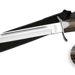Dague De Chasse 25,5 cm Manche Bois de cerf Avec Etuis