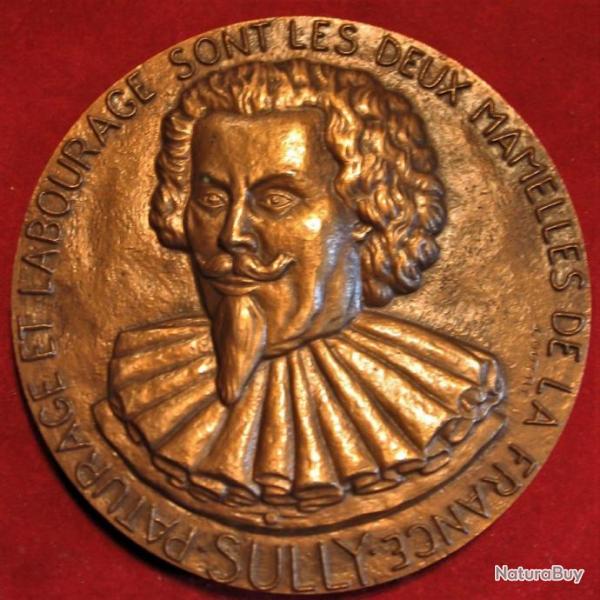 medaille de bronze SULLY labourage et paturage sont les deux mamelles de la France avec ecrin cuir