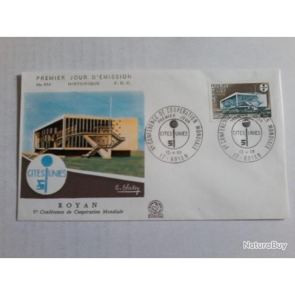 enveloppe 1 jour mission histoirique  FDC N 634 1968.