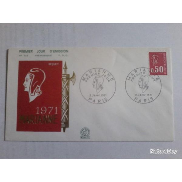 enveloppe 1 jour mission histoirique  FDC N 744 1971