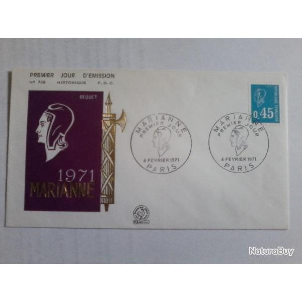 enveloppe 1 jour mission histoirique  FDC N 746 1971