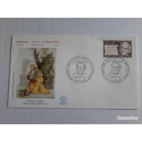 enveloppe 1 jour mission histoirique  FDC N 750 1971