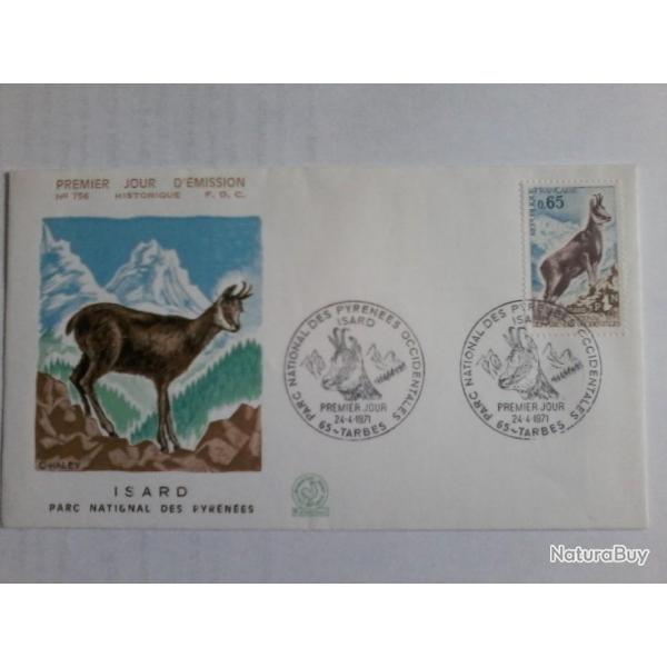 enveloppe 1 jour mission histoirique  FDC N 756 1971