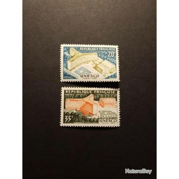 timbres UNESCO 35 et 20 fcs 19458 N1177 et 1178 neuf sans charnire