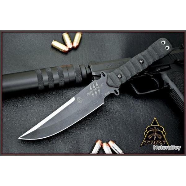 Couteau de Combat Tops Zero Dark 30 Lame acier carbone 1095 Tops Knives Made In USA TPZERO30