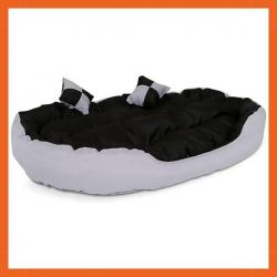 Canapé pour chien - Lavable - Réversible - 110x80cm - 2 coussins - Gris et noir - Anti-griffures