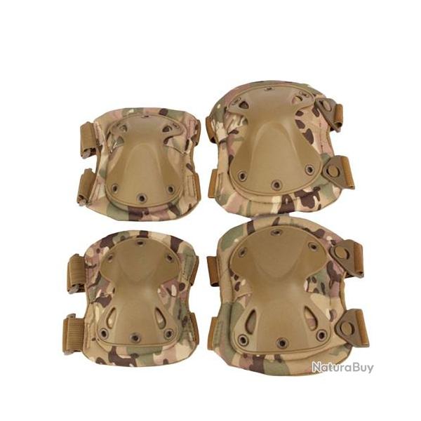 Genouillres et Coudires Tactiques Militaires quipement Protection Airsoft Chasse Camo 1 Neuf