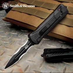 Couteau Automatique OTF Smith&Wesson M&P Lame Acier AUS-8 Dague Manche Alu SW1160824