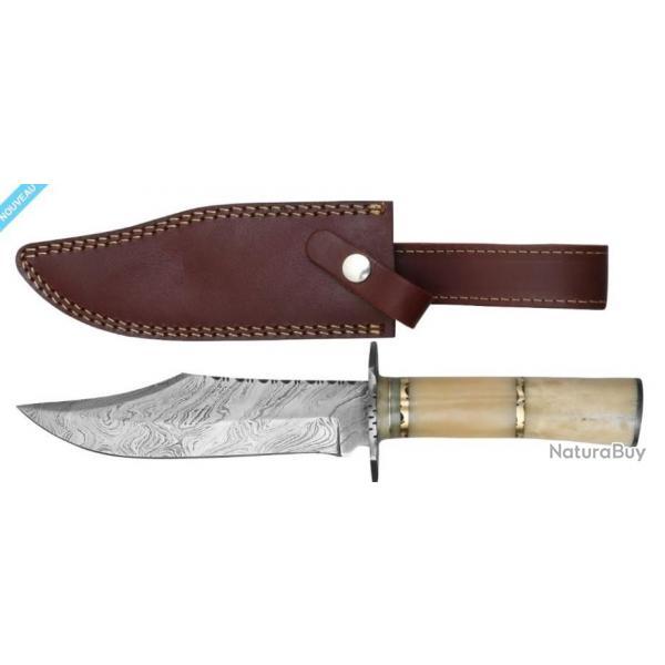 LAME DAMAS CHASSE - COUTEAU SKINNER 30 CM - MANCHE OS - TUI CUIR