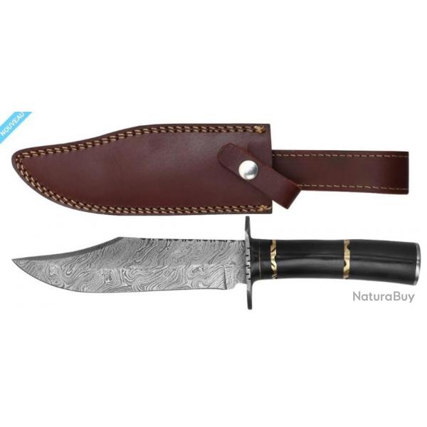 DAMAS CHASSE - COUTEAU SKINNER 31 CM CORNE & TUI CUIR