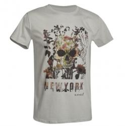 T-Shirt D.Five Skull Flowers Gris