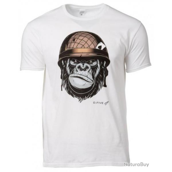 T-Shirt D.Five Monkey with Helmet Blanc