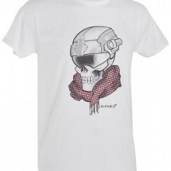 T-Shirt D.Five Skull with Helmet Blanc (Taille S)