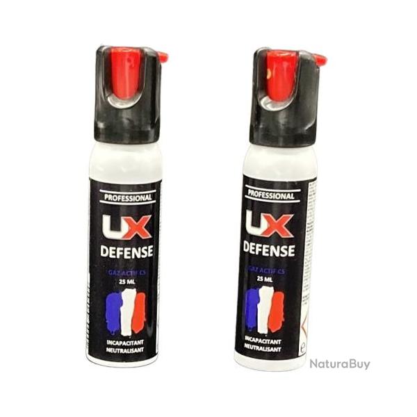 UX PRO / UMAREX - 2X Bombe Spray GAZ ACTIF CS 25 ml de dfense.
