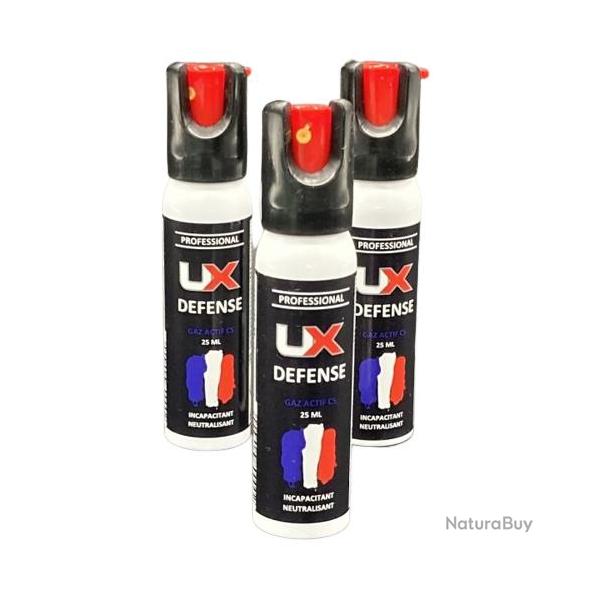 UX PRO / UMAREX - 3X Bombe Spray GAZ ACTIF CS 25 ml de dfense.