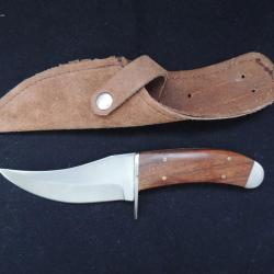 Couteau artisanal à lame fixe de 11 cm + gaine cuir