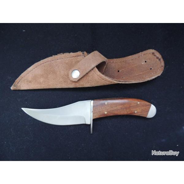 Couteau artisanal  lame fixe de 11 cm + gaine cuir