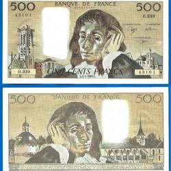 France 500 Francs 1991 Pascal Grand Billet Franc