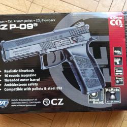Pistolet CZ P-09 - CO² Blowback plombs 4.5mm + adaptateur silencieux