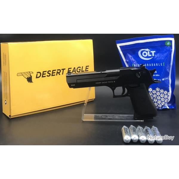 Cybergun - PACK DESERT EAGLE CO2 + 3200 Billes + 5X capsules CO2 - Airsoft 6mm Blowback - Auto 21BB'