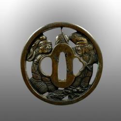 TSUBA, garde de Wakisashi, petit sabre japonais - Japon, période Edo (1603-1868) - Fer