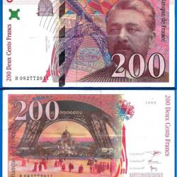 France 200 Francs 1999 Serie R Gustave Eiffel Tour Billet Franc