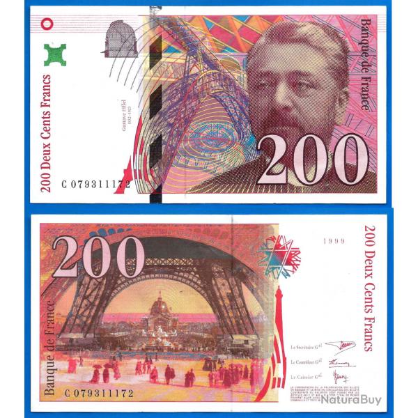 France 200 Francs 1999 Gustave Eiffel Tour Billet Franc