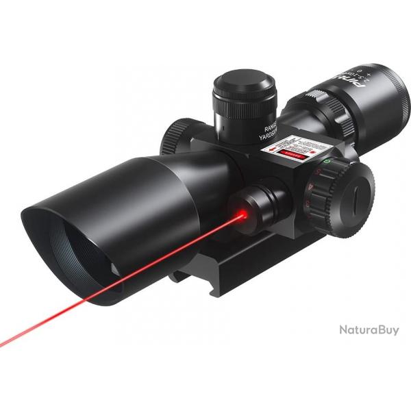 Lunettes de Vise Optique de Rifle 2.5-10x40ER Chasse Rouge Vert Laser Intgr Haute Qualit