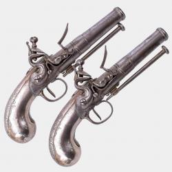 Paire de Pistolets Tout Métal Type Queen Anne Signée LONDON