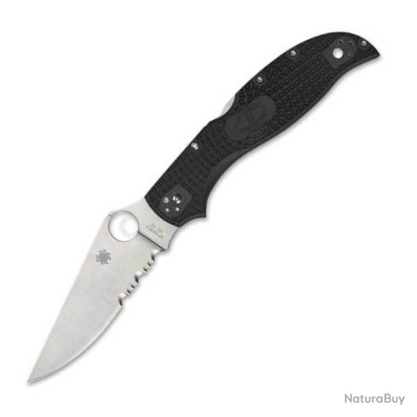 Couteau de poche Spyderco Stretch 2 noir XL semi-dent