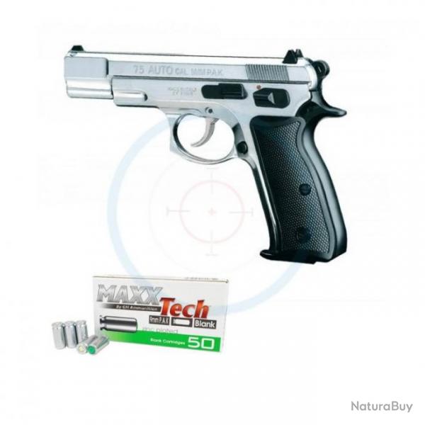 Pack Pistolet  blanc Kimar 75 Chrome cal 9mm PAK