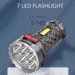 Lampe de poche LED ultra puissante 150m avec torche latéral, 4 mode de lumières waterproof