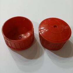 Lot de 2 Embouts de canne différents élastomère .  50  et  45 mm, rouge made in France