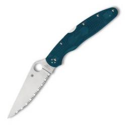 Couteau de poche Spyderco Police 4 K390 bleu cranté