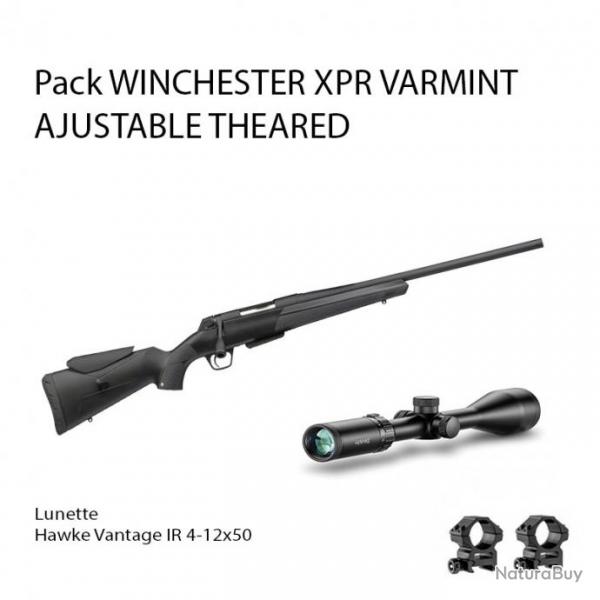 Pack WINCHESTER XPR VARMINT AJUSTABLE THEARED 308 win Montage haut
