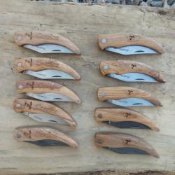 lot de 10 Couteaux de poche type berger corse manche bois gravé Corsica et tête de Maure ref898 k