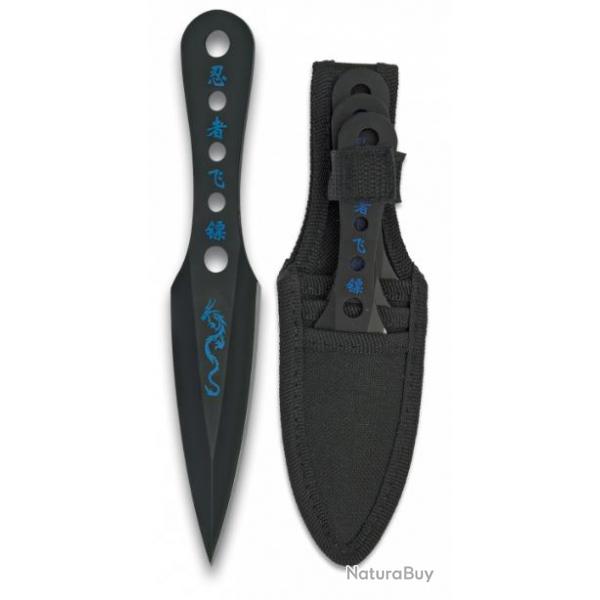 Couteau  lancer - Albainox- Noire  motif bleu