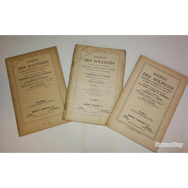 Livres anciens Solfge des solfges (1910) Edition 3 volumes - Soprano / Henry Lemoine & G.Carulli