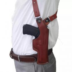PROMOTION : MAGNIFIQUE HOLSTER D'ÉPAULE TOUT CUIR POUR S&W CAL 38 / 2,5 POUCES