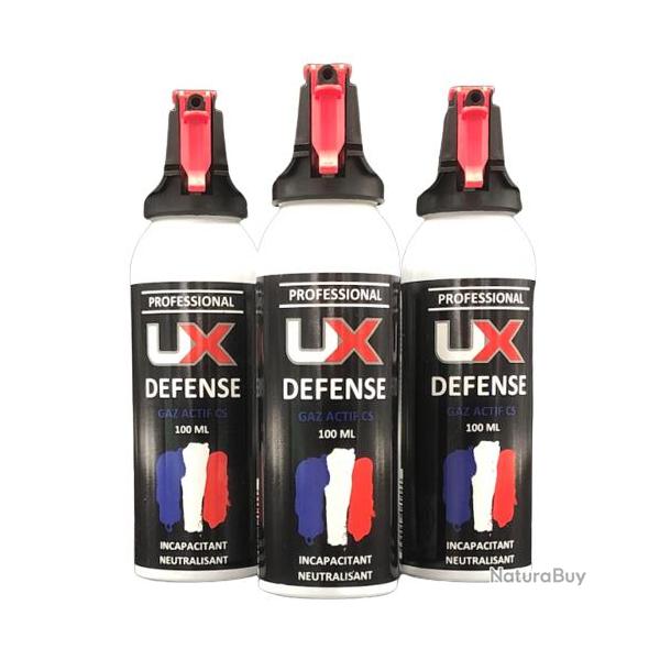 UX PRO / UMAREX - Lot de 3 Bombes Spray GAZ ACTIF CS 100 ml de dfense UMAREX