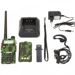 Baofeng UV-5R Talkie-walkie FM radio VHF/UHF double bande affichage veille et horloge intégrée camo